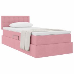 vidaXL Opslag bed met matras met hoofdeinde Roze 90 x 190 cm Fluweel