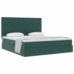 vidaXL Opslag bed met matras Donkergroen 160 x 200 cm Fluweel