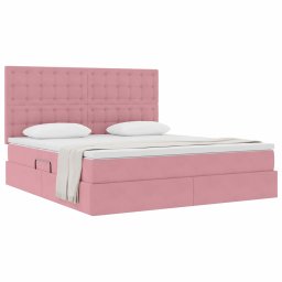 vidaXL Opslag bed met matras met hoofdeinde Roze 160 x 200 cm Fluweel