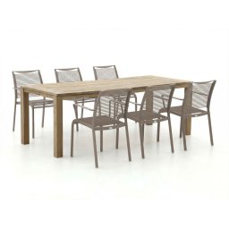 + 15% kassakorting | Apple Bee Hawaii/ROUGH-S 220cm dining tuinset 7-delig stapelbaar - Laagste prijsgarantie!