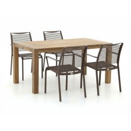 + 15% kassakorting | Apple Bee Hawaii/ROUGH-S 160cm dining tuinset 5-delig stapelbaar - Laagste prijsgarantie!