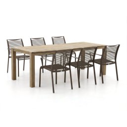 + 15% kassakorting | Apple Bee Hawaii/ROUGH-S 220cm dining tuinset 7-delig stapelbaar - Laagste prijsgarantie!