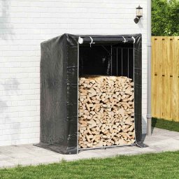 vidaXL Haardhoutrek met regenhoes 150x100x200 cm gegalvaniseerd staal