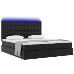 vidaXL Opbergbed met LED met hoofdeinde Zwart 180 x 200 cm Kunstleer