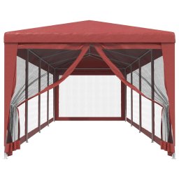 vidaXL Partytent met 10 mesh zijwanden 3x12 m HDPE rood
