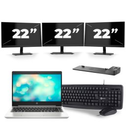 HP ProBook 440 G7 - Intel Core i5-10e Generatie - 14 inch - 8GB RAM - 256GB SSD - Windows 11 + 3x 22 inch Monitor