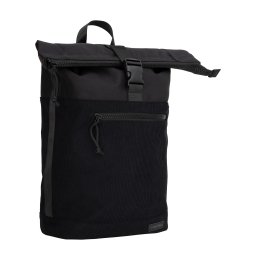 New Rebels New York Ribbi Rolltop Rugzak 17-21L Schooltas & Werktas Ribstof Laptop Rugtas 15.6 inch Zwart
