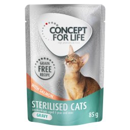 Voordeelpakket Concept for Life graanvrij 48 x 85 g Kattenvoer - Sterilised Cats Zalm in Saus