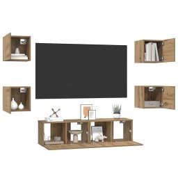 vidaXL Tv-meubelset 6 st Artisan Eiken Bewerkt hout