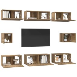 vidaXL Tv-meubelset 8 st Artisan Eiken Bewerkt hout
