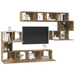 vidaXL Tv-meubelset 8 st Artisan Eiken Bewerkt hout