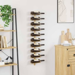 vidaXL Wijnrek voor 10 flessen wandmontage metaal goudkleurig