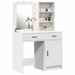 vidaXL Make-up tafel set met LED 2 st Wit Bewerkt hout