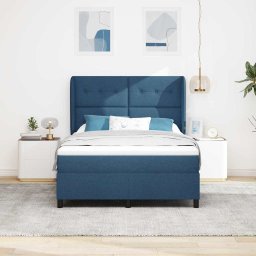 vidaXL Boxspring bed met hoofdeinde Blauw 140 x 200 cm Stof