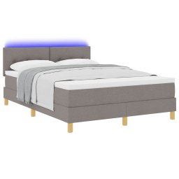 vidaXL LED Box Spring Bed met hoofdeinde Taupe 140 x 200 cm Stof