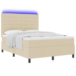 vidaXL Boxspring bed met matras met LED Crème 140 x 200 cm Stof