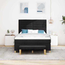 vidaXL Boxspring bed met hoofdeinde Zwart 200 x 140 cm Stof