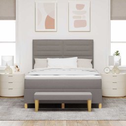 vidaXL Boxspring bed met hoofdeinde Taupe 200 x 140 cm Stof