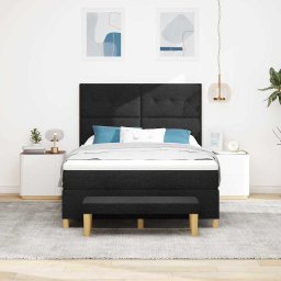 vidaXL Boxspring bed met hoofdeinde Zwart 200 x 140 cm Stof