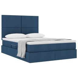 vidaXL Opslag bed met matras met hoofdeinde Blauw 140 x 200 cm Stof