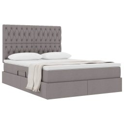 vidaXL Opslag bed met matras met hoofdeinde Taupe 140 x 200 cm Stof