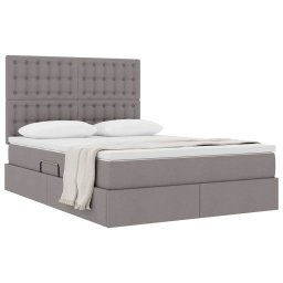 vidaXL Opslag bed met matras met hoofdeinde Taupe 140 x 200 cm Stof