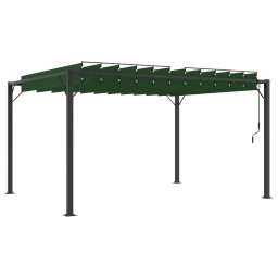 vidaXL Gazebo met luifeldak 3 x 4 x 2,14 m Groen Stof en Aluminium