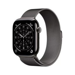 Apple Watch Series 11 GPS + Cellular 46mm Slate Titanium Case met Slate Milanese Loop - M/L Smartwatch Grijs