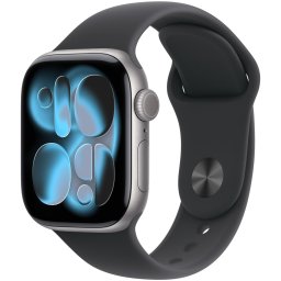 Apple Watch Series 11 GPS + Cellular 42mm Space Grey Aluminium Case met Black Sport Band - S/M Smartwatch Grijs