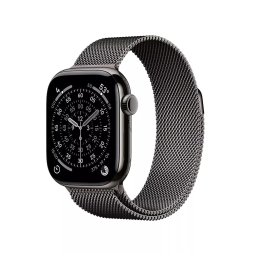 Apple Watch Series 11 GPS + Cellular 42mm Slate Titanium Case met Slate Milanese Loop Smartwatch Grijs