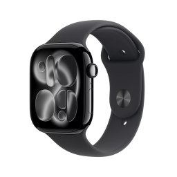 Apple Watch Series 11 GPS + Cellular 46mm Jet Black Aluminium Case met Black Sport Band - M/L Smartwatch Zwart