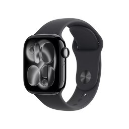 Apple Watch Series 11 GPS 42mm Jet Black Aluminium Case met Black Sport Band - M/L Smartwatch Zwart