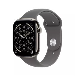 Apple Watch Series 11 GPS + Cellular 42mm Natural Titanium Case met Stone Grey Sport Band - S/M Smartwatch Grijs
