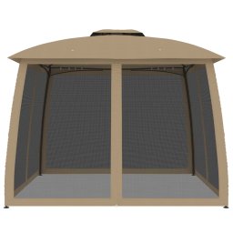 vidaXL Prieel zijwanden van gaas en dubbel dak 2,93x2,93 m staal taupe