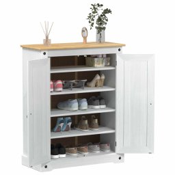 vidaXL Schoenenkast Wit 86 x 38,5 x 108 cm Massief grenenhout