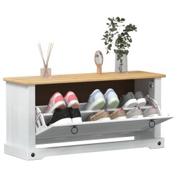 vidaXL Schoenenkast CORONA 99 x 32 x 47 cm Massief grenenhout Wit