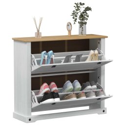 vidaXL Schoenenkast Corona Wit 99 x 32 x 85 cm Massief grenenhout
