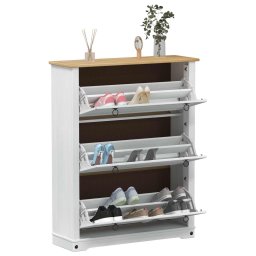 vidaXL Schoenenkast Corona Wit 99 x 32 x 122 cm Massief grenenhout