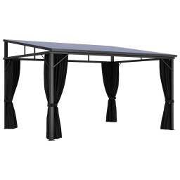 vidaXL Prieel met gordijn 405x294x244 cm antraciet