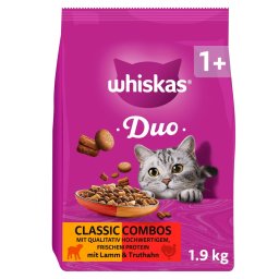 1,9kg Whiskas 1+ Duo Classic Combos Lam & Kalkoen droogvoer voor katten