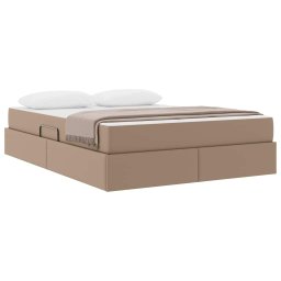 vidaXL Opslag bed met matras met matras 2 pcs Cappuccino Leer