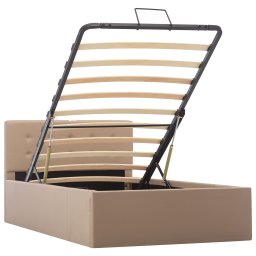 vidaXL Bedframe met opslag hydraulisch kunstleer cappuccino 90x200 cm