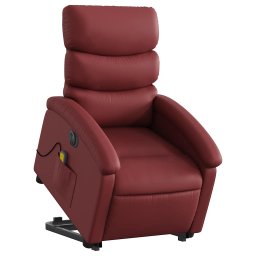 vidaXL Sta-op-massagestoel elektrisch kunstleer wijnrood