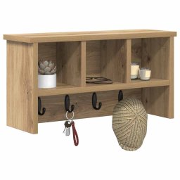 vidaXL Wandgemonteerde kapstok Muurmontage Artisan Eiken Bewerkt hout