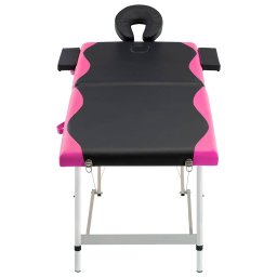 vidaXL Massagetafel inklapbaar 2 zones aluminium zwart en roze
