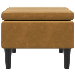 vidaXL Kruk met houten poten fluweel bruin