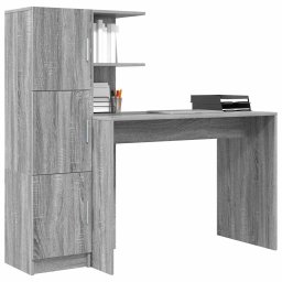 vidaXL Bureau Grijs Sonoma 133.5 x 50 x 124 cm 2 st