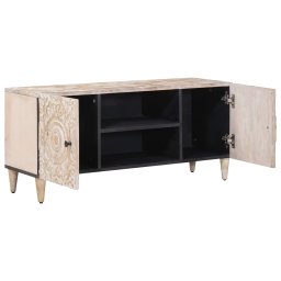 vidaXL TV-kast Wit 105 x 33,5 x 46 cm Massief Mango Hout