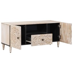 vidaXL TV-kast Wit 105 x 33,5 x 46 cm Massief Mango Hout