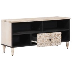 vidaXL TV-kast Wit 100 x 33,5 x 46 cm Massief Mango Hout